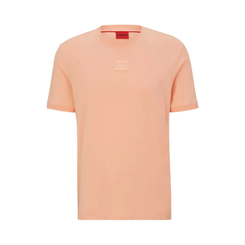 T-SHIRT ROSE SAUMON DIRAGOLINO_C HUGO EN JERSEY DE COTON AVEC BADGE LOGO TON SUR TON