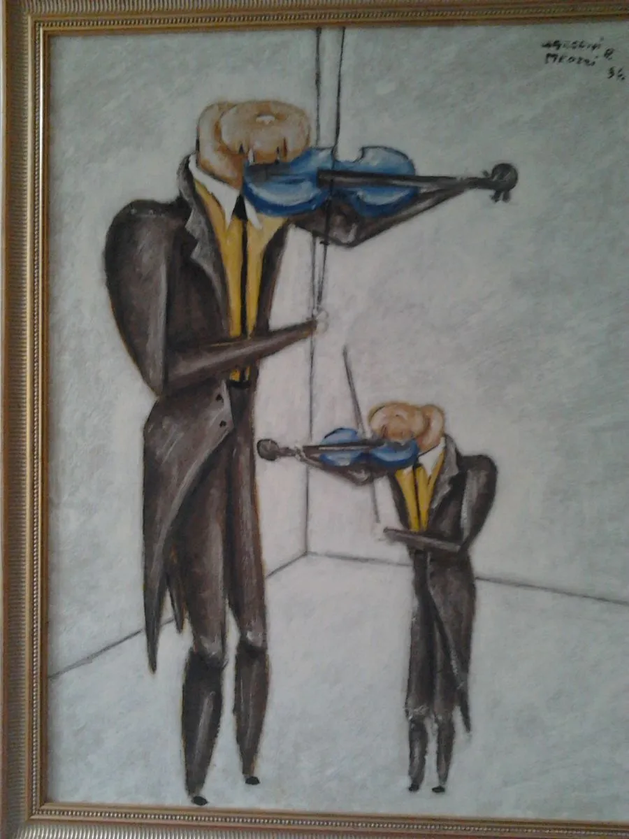tableau peint + cadre signé