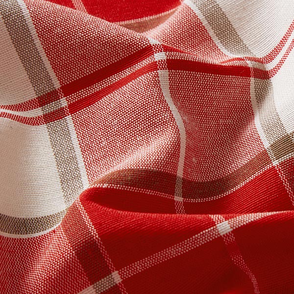 Tissu de décoration Canvas Grands carreaux – rouge/nature