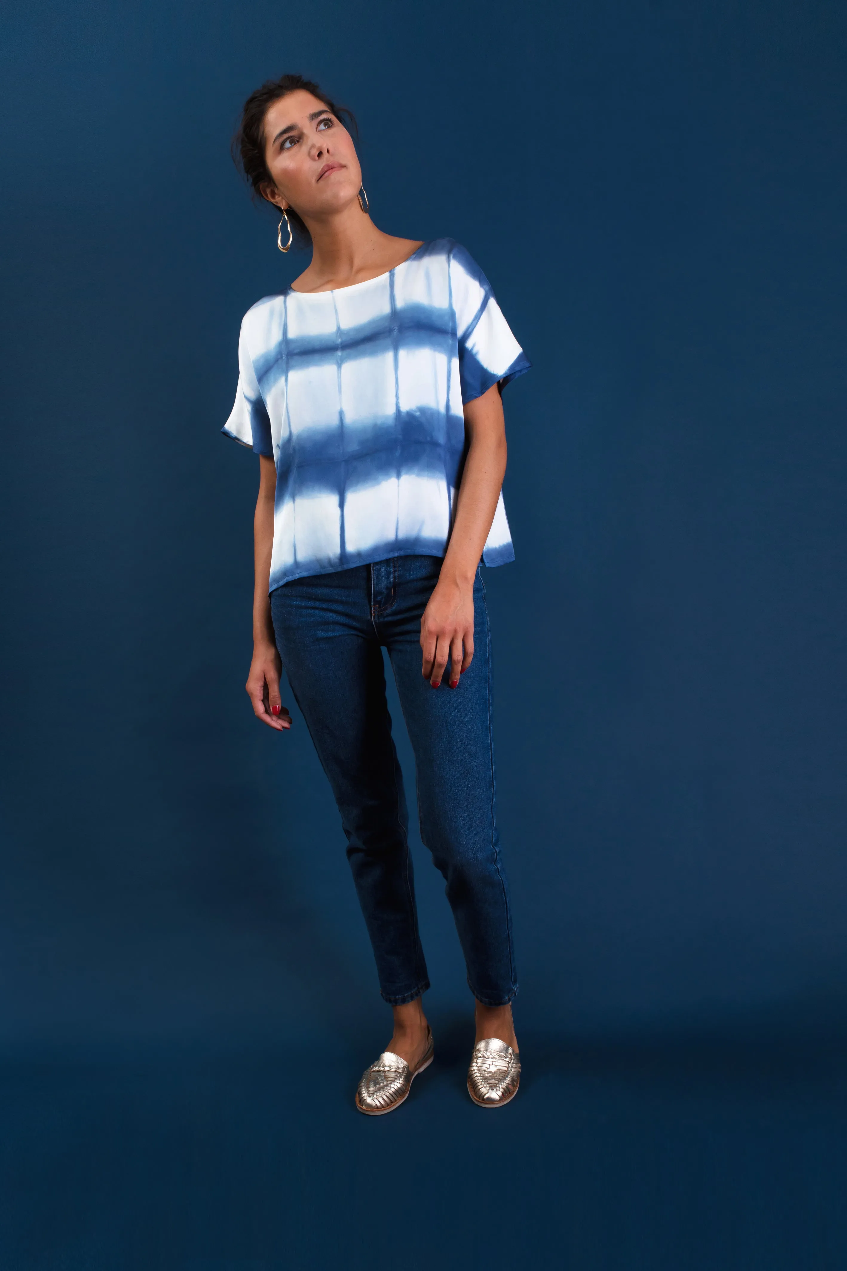 Top minuit* shibori carreaux