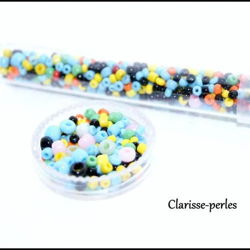 Tube +500 unités perles rocailles multicolores