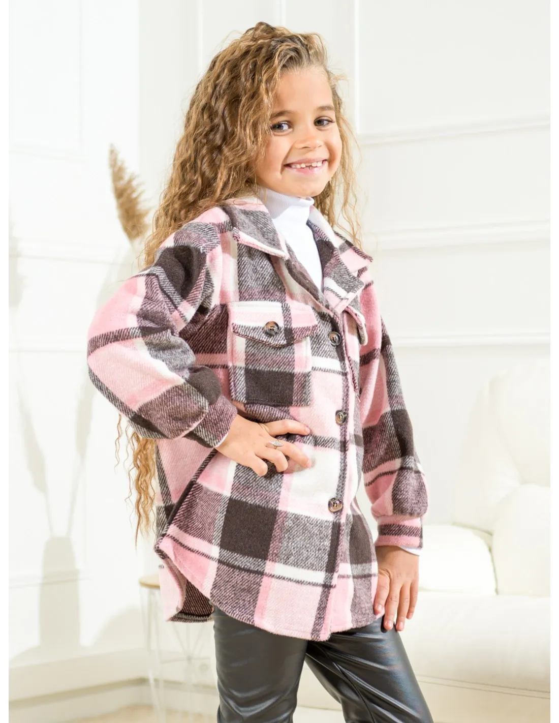 VESTE CHEMISE À CARREAUX - ROSE / FILLE 4 A 14 ANS