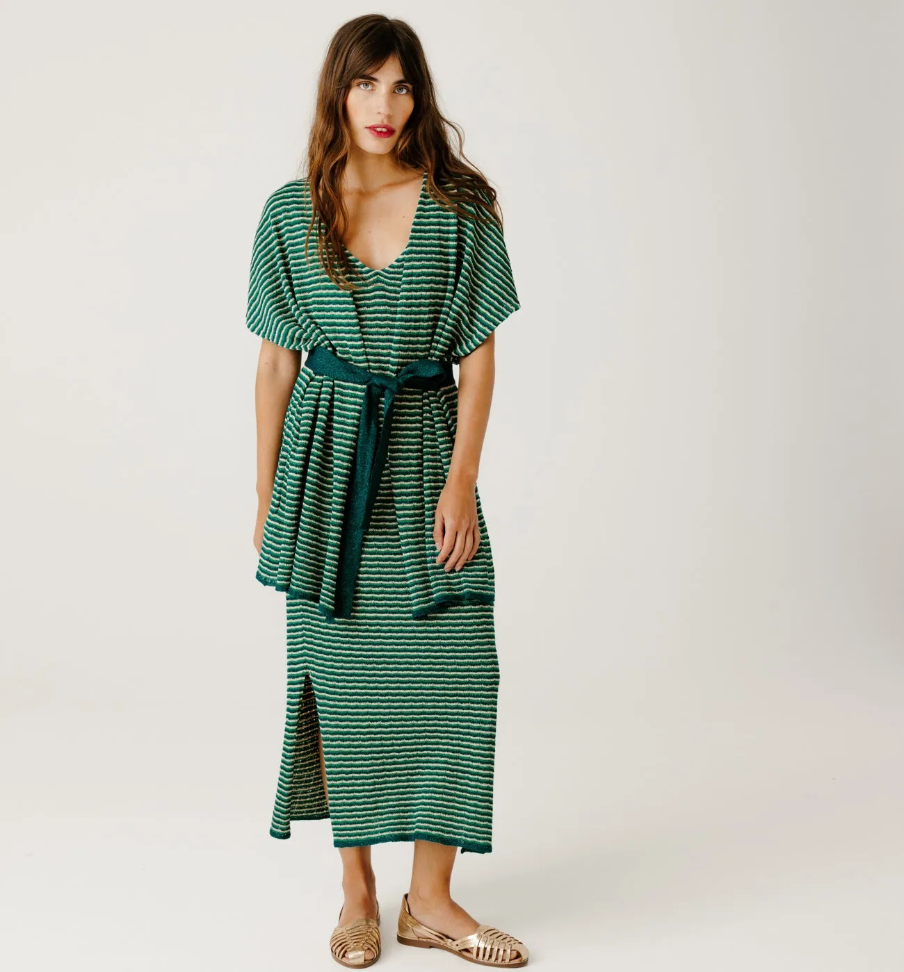 Veste kimono rayée irisée - Rayures multicolores